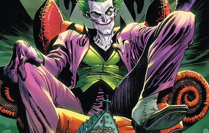 Portada de The Joker 1, donde se ve al personaje sentado en un sillón.
